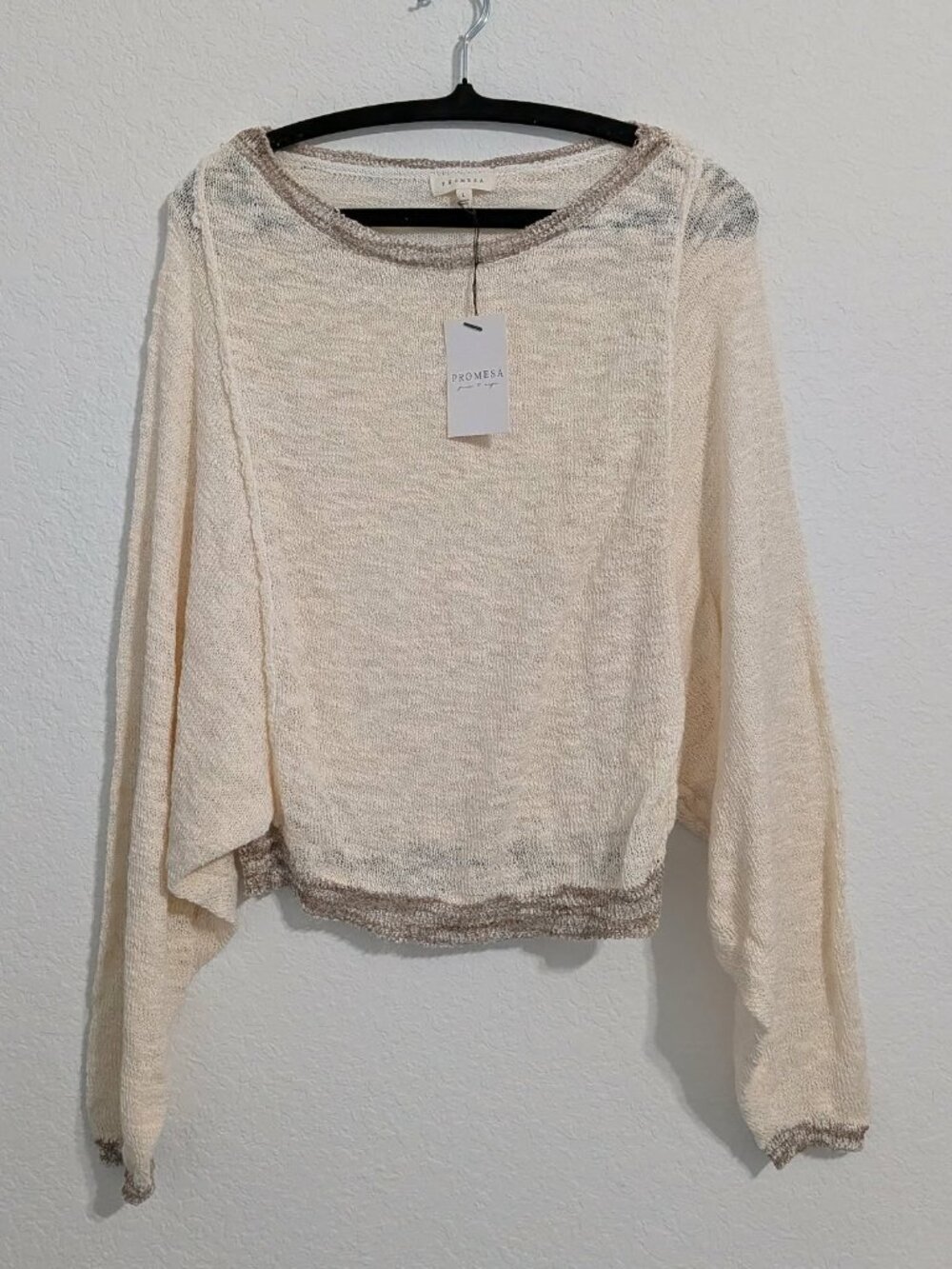 Promesa Women's Cream & Brown Sweater NWT (Large)